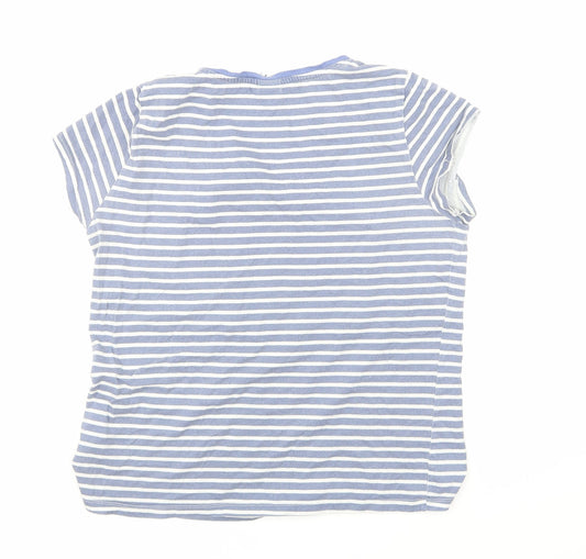 Disney Girls Blue Striped Basic T-Shirt Size 13 Years