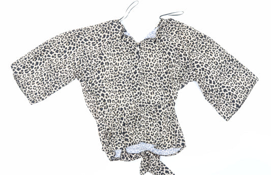 Select Womens Multicoloured Animal Print Basic Blouse Size 8
