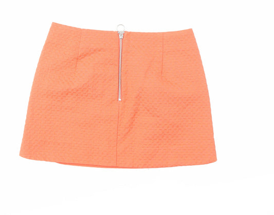 Topshop Womens Orange A-Line Skirt Size 10