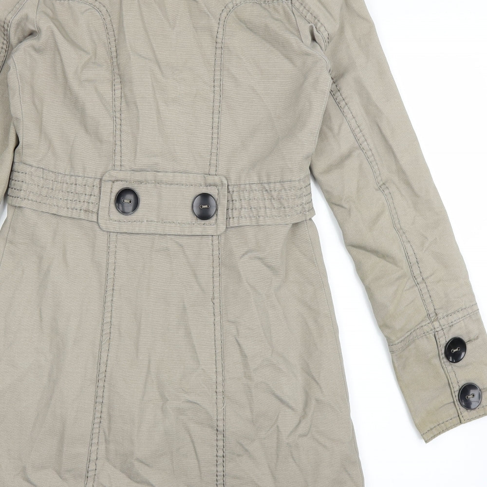 Brand and care label for George women’s beige jacket coat, size UK 8