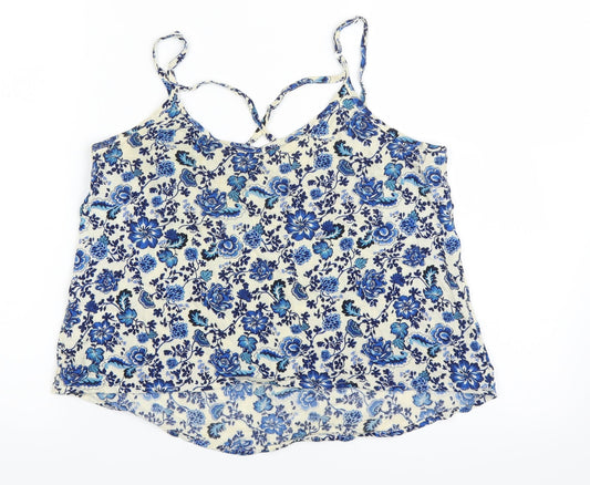 Divided by H&M Womens Blue Floral Basic Tank Size 6