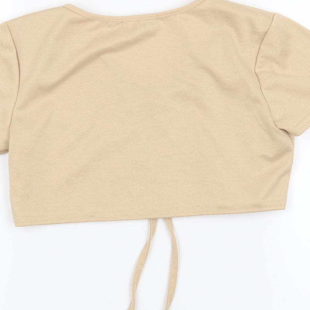 Brand and care label for struct collective women’s pink cropped t-shirt, size UK 12