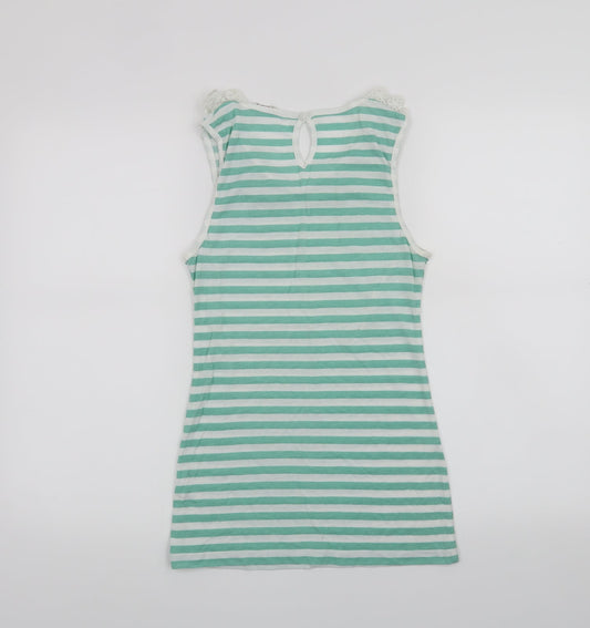 Clockhouse Womens Green Striped Basic Tank Size M