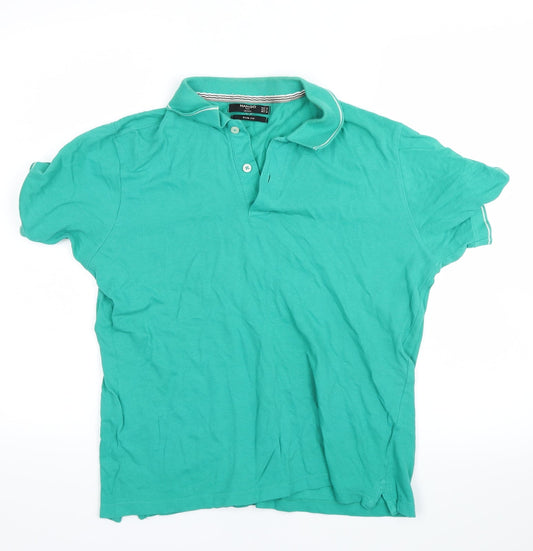 Mango Mens Green Polo Size M