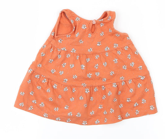 Primark Girls Orange A-Line Size 3-6 Months - flowers