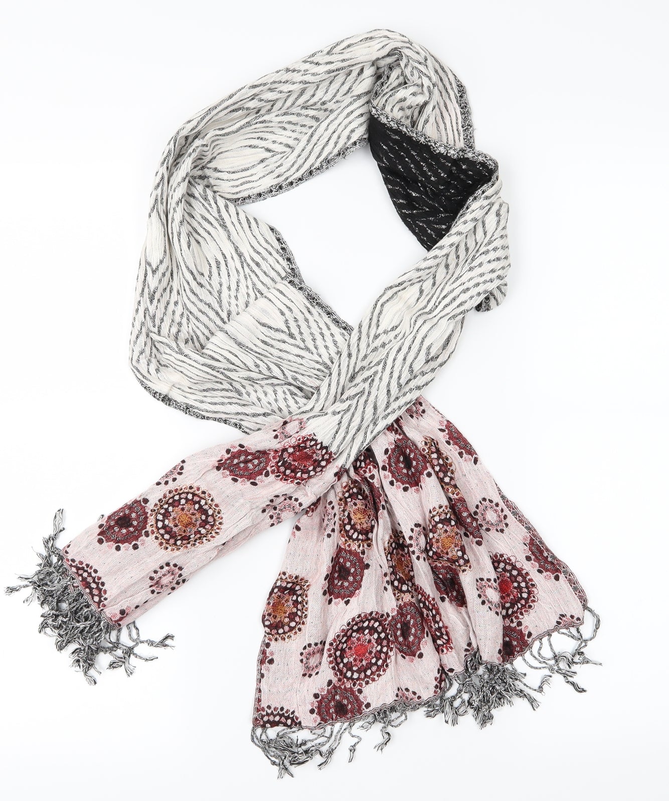 Pre Worn Womens Black Geometric Scarf