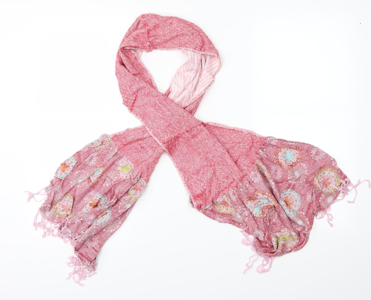 Pre Worn Womens Pink Floral Scarf