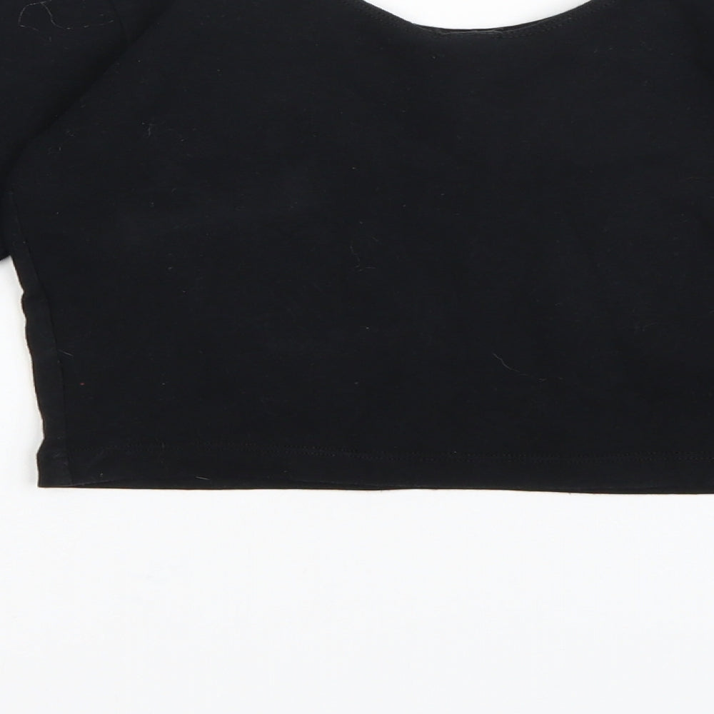 American Apparel Womens Black Cropped T-Shirt Size S