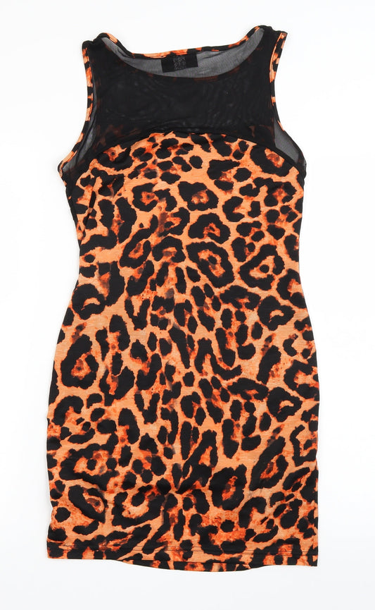 AX Paris Womens Orange Animal Print Bodycon Size 10