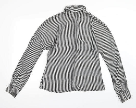 Top Secret Womens Black Striped Basic Button-Up Size 10