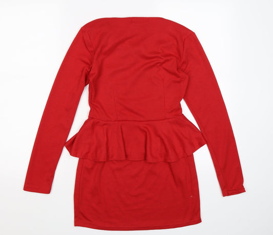 Moon Womens Red Bodycon Size M - peplum