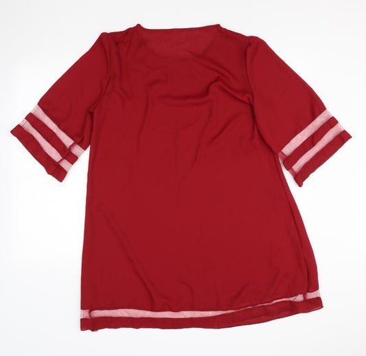 Preworn Womens Red Basic Blouse Size XL