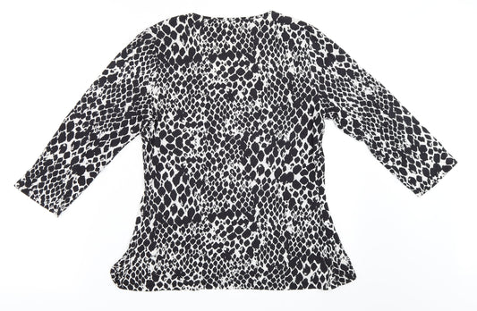 Marks and Spencer Womens Black Animal Print Basic T-Shirt Size 8