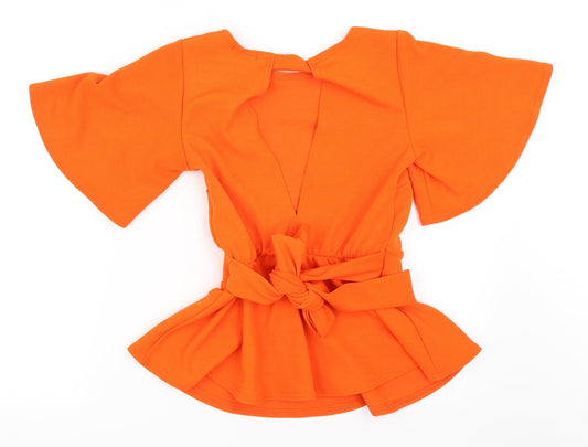 Boohoo Womens Orange Basic Blouse Size 6