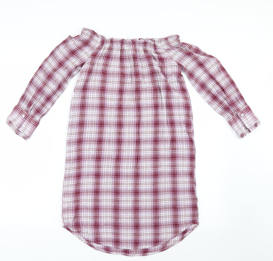 New Look Womens Pink Check Shirt Dress Size 10