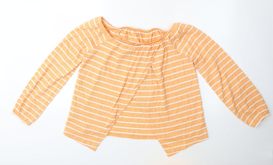 NEXT Womens Orange Striped Basic Blouse Size 14