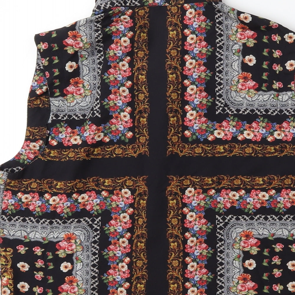 Topshop Womens Black Floral Basic Blouse Size 8