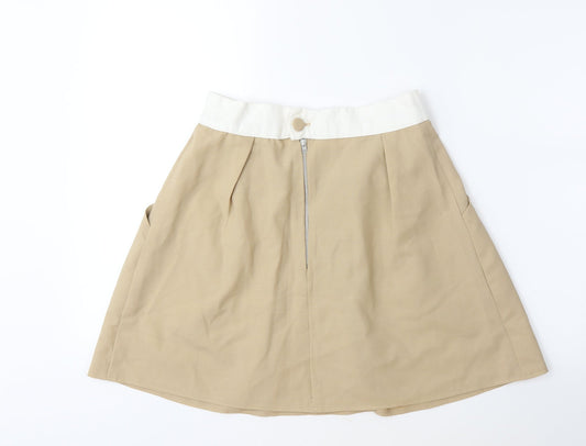 Preworn Womens Beige Pleated Skirt Size 26 in