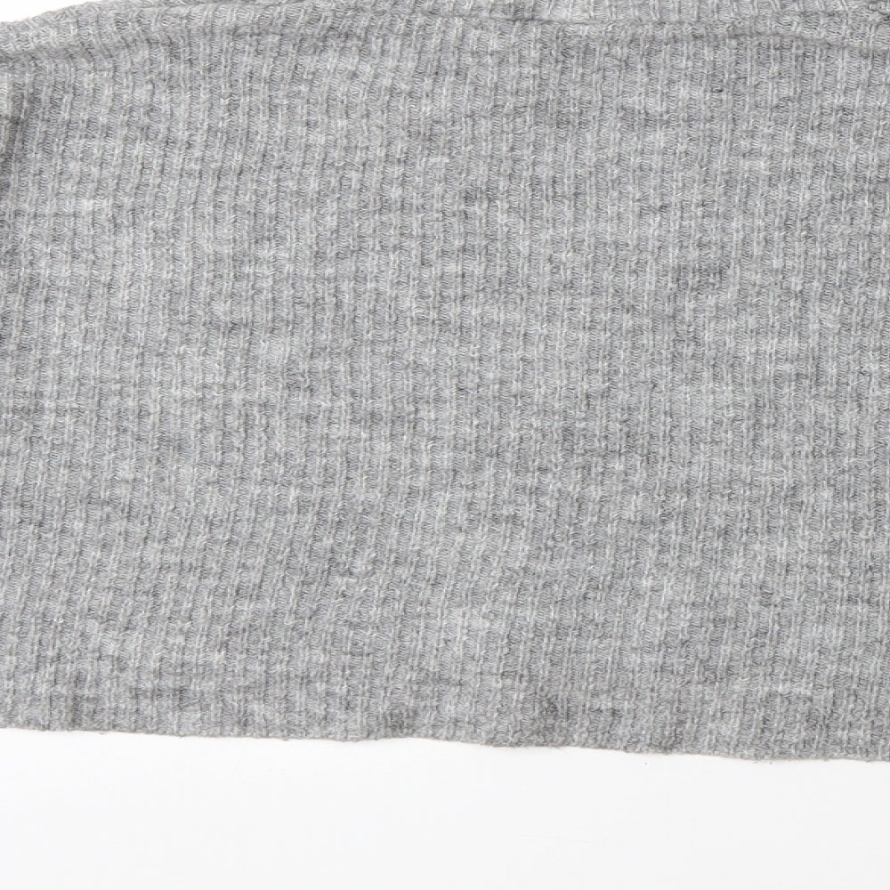 Brand and care label for H&M women’s grey knit jumper, size S