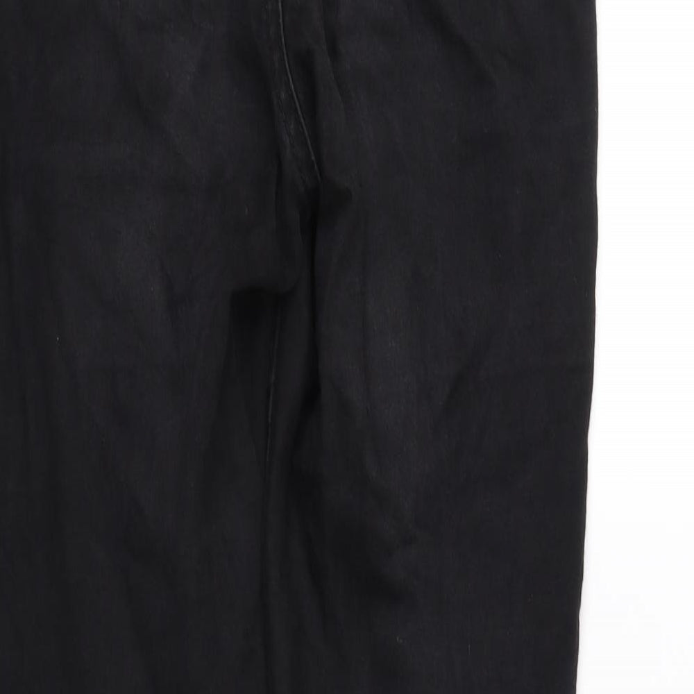 Brand and care label for Denim & Co. women’s black straight jeans, size UK 12, 32-inch leg