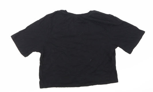 Zara Womens Black Cropped T-Shirt Size S