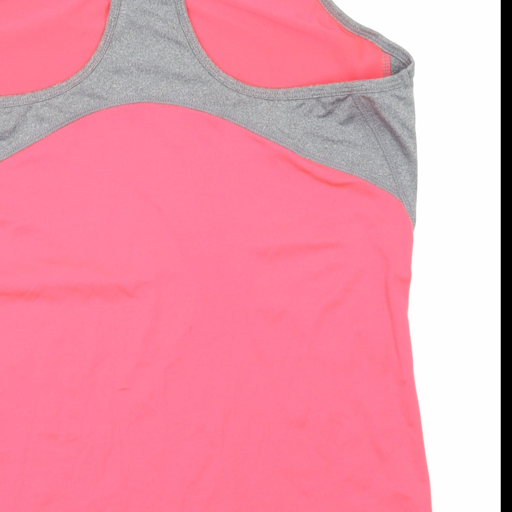Brand and care label for Athletic Works women’s pink basic t-shirt, size M