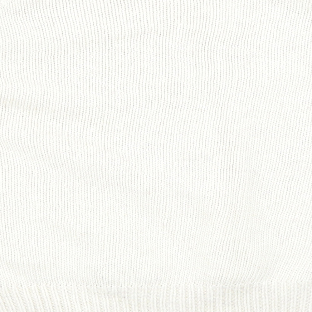Brand and care label for Topshop women’s beige jumper, size UK 8