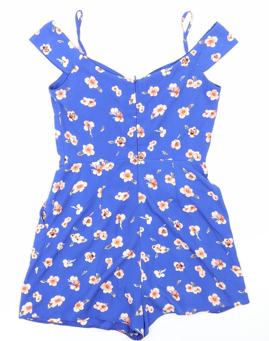 newlook Womens Blue Floral Playsuit One-Piece Size 8
