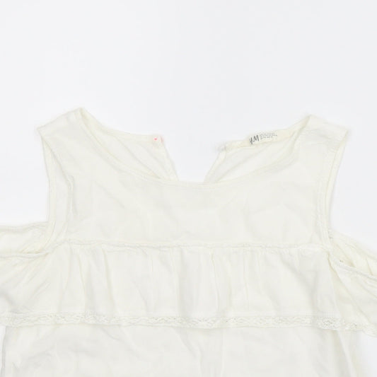 H&M Girls White Basic Blouse Size 11-12 Years