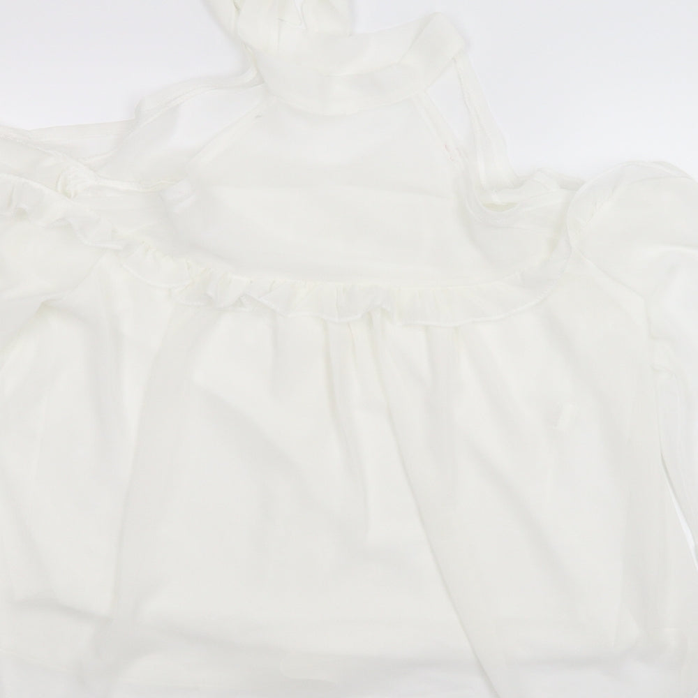 Preworn Womens White Basic Blouse Size L