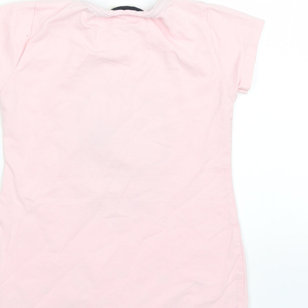 Brand and care label for FILE women’s pink basic t-shirt, size UK 8, - meow