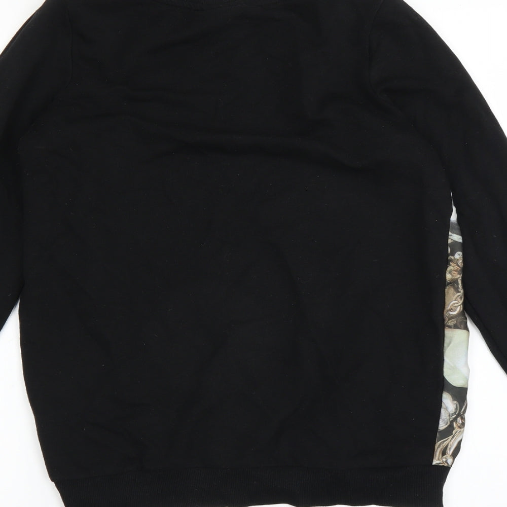 Brand and care label for Next women’s black pullover sweatshirt, size UK 6