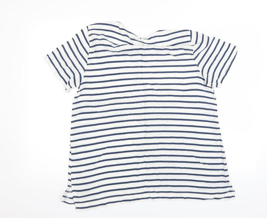 H&M Womens Blue Striped Basic Blouse Size 14