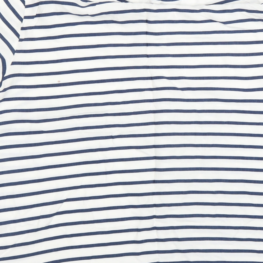 H&M Womens Blue Striped Basic Blouse Size 14