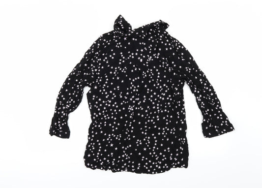Papaya Womens Black Geometric Basic Button-Up Size 10