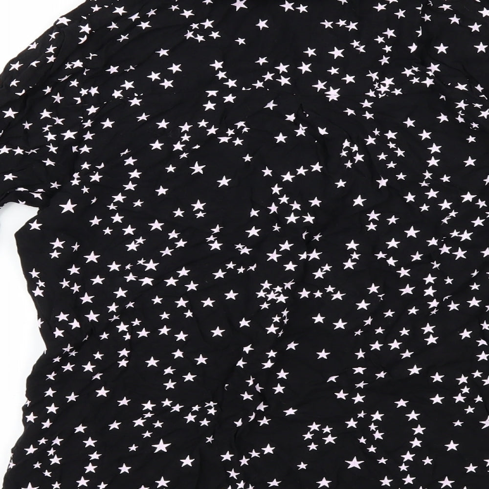 Papaya Womens Black Geometric Basic Button-Up Size 10