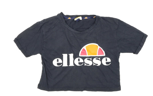 ellesse Womens Black Cropped T-Shirt Size 4