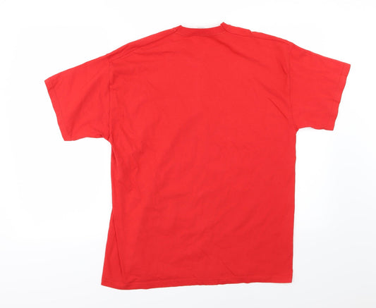 Fruit of the Loom Mens Red Jersey T-Shirt Size L - Santa