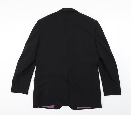 1860 Menswear Mens Black Rayon Jacket Suit Jacket Size 42