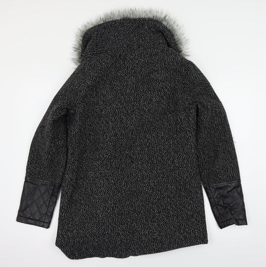 New Look Womens Grey Herringbone Overcoat Coat Size 12