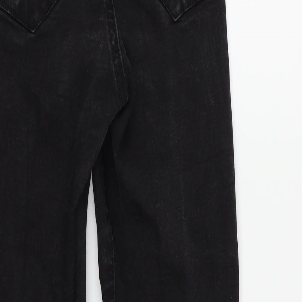 Brand and care label for Denim & Co. women’s black skinny jeans, size UK 12, 30-inch leg