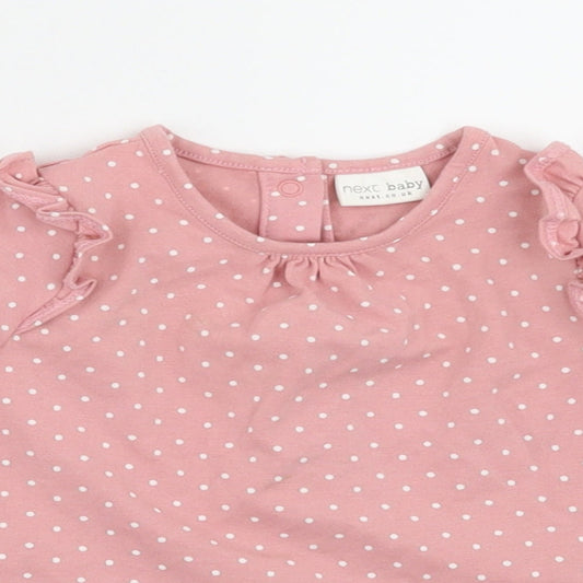 NEXT Girls Pink Polka Dot Basic T-Shirt Size 3-6 Months