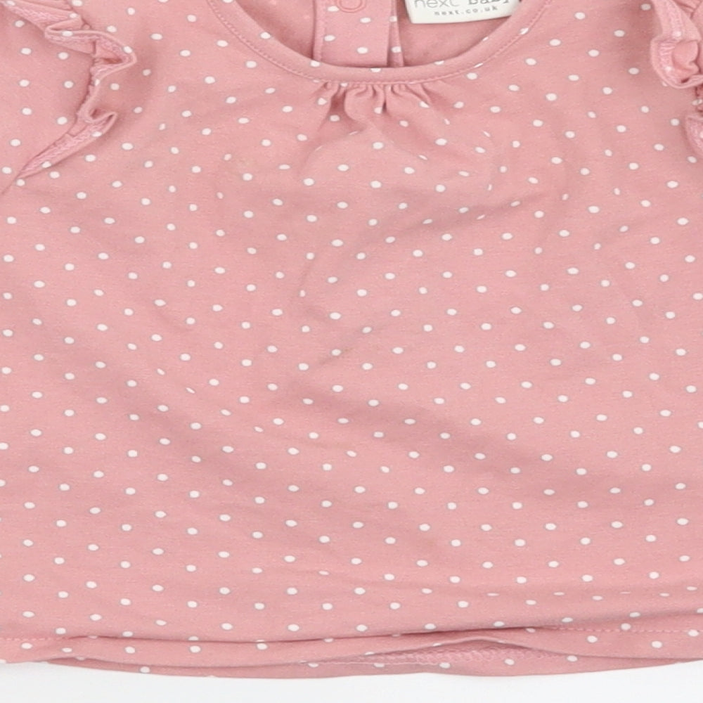NEXT Girls Pink Polka Dot Basic T-Shirt Size 3-6 Months