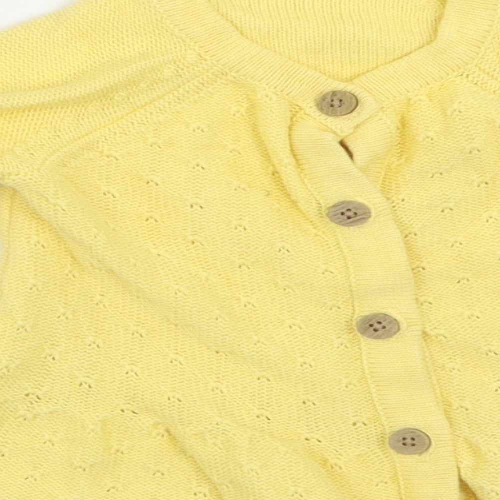 Nutmeg Girls Yellow Argyle/Diamond Cardigan Jumper Size 3-6 Months
