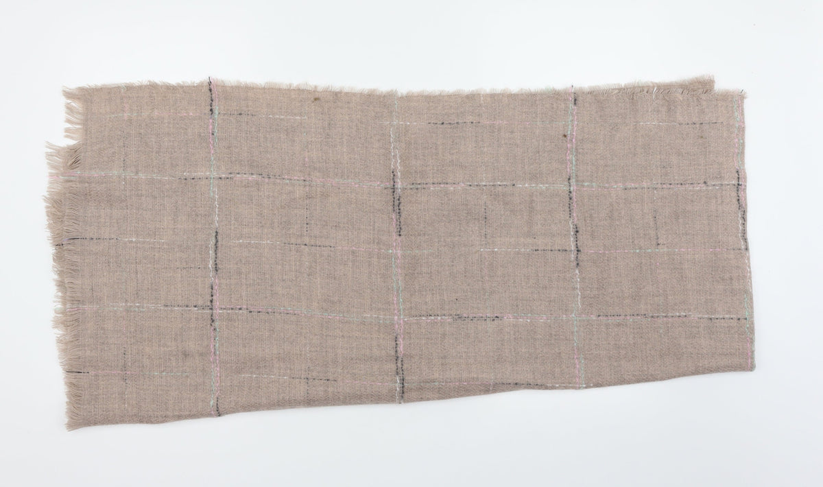Front view of Preworn women’s brown check shawl/wrap