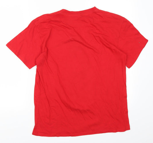 Casual Classics Mens Red T-Shirt Size M - Christmas Snowman