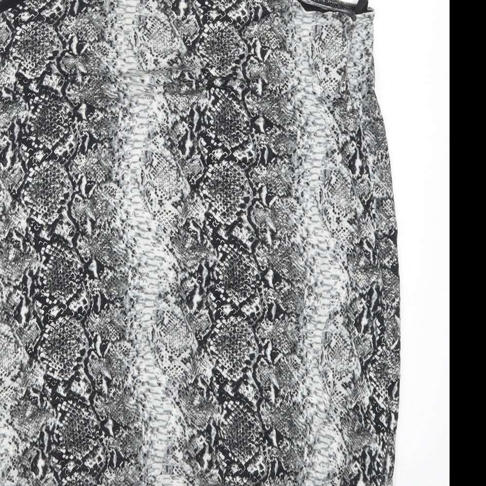 Brand and care label for K&D women’s grey animal print basic tank, size UK 16