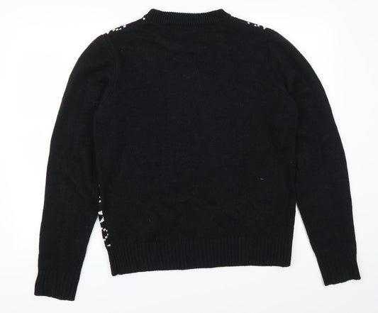 American Stitch Mens Black Pullover Jumper Size M - Chillin With My Snowmies