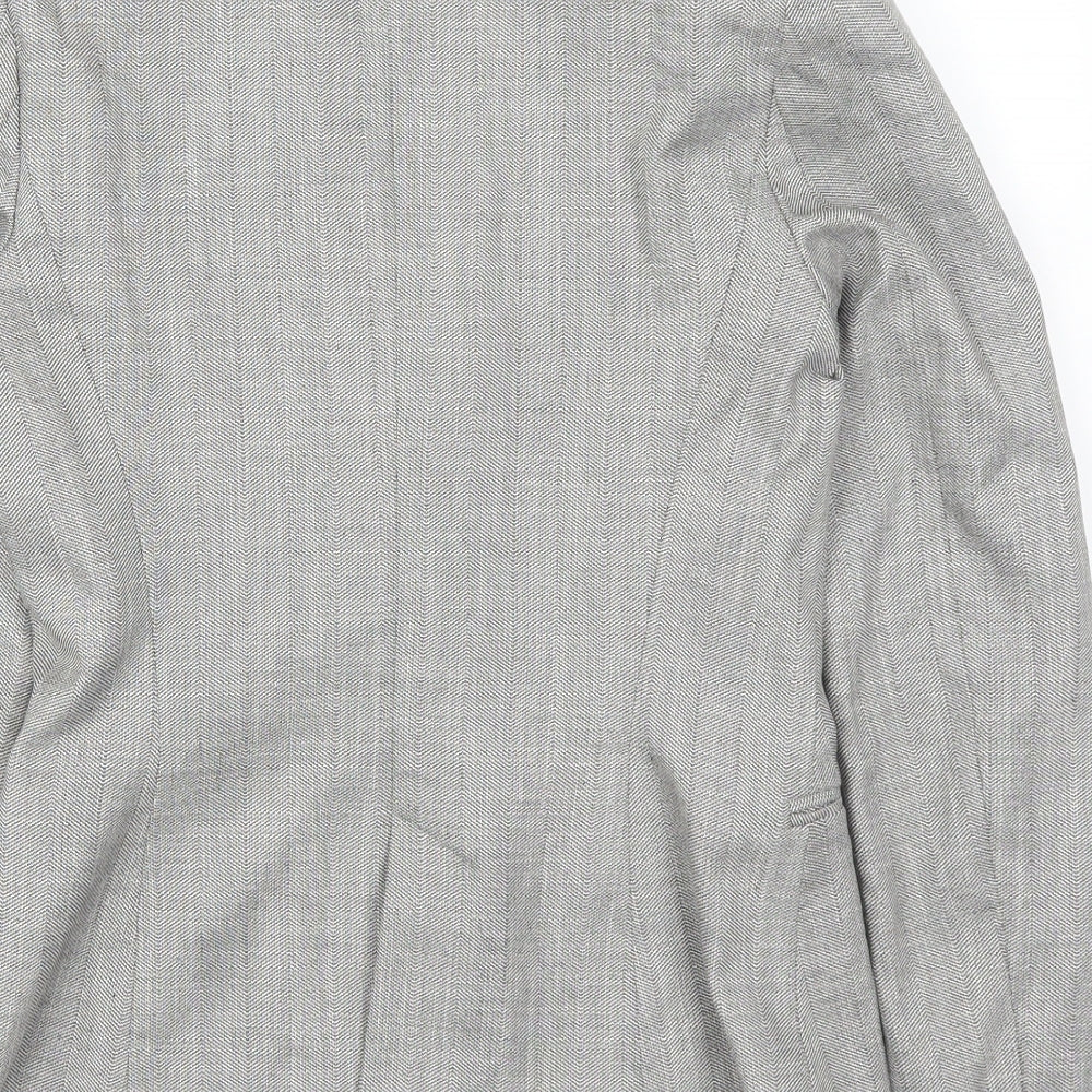 Brand and care label for Zara women’s grey jacket suit jacket, size XS