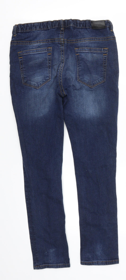 River Island Girls Blue Denim Skinny Jeans Size 12 Years - Distressed Look